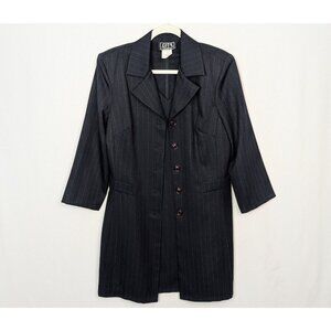 VINTAGE 90s Y2K City Triangles 13 Blazer Jacket Suit Dress Set Navy Pin Stripe